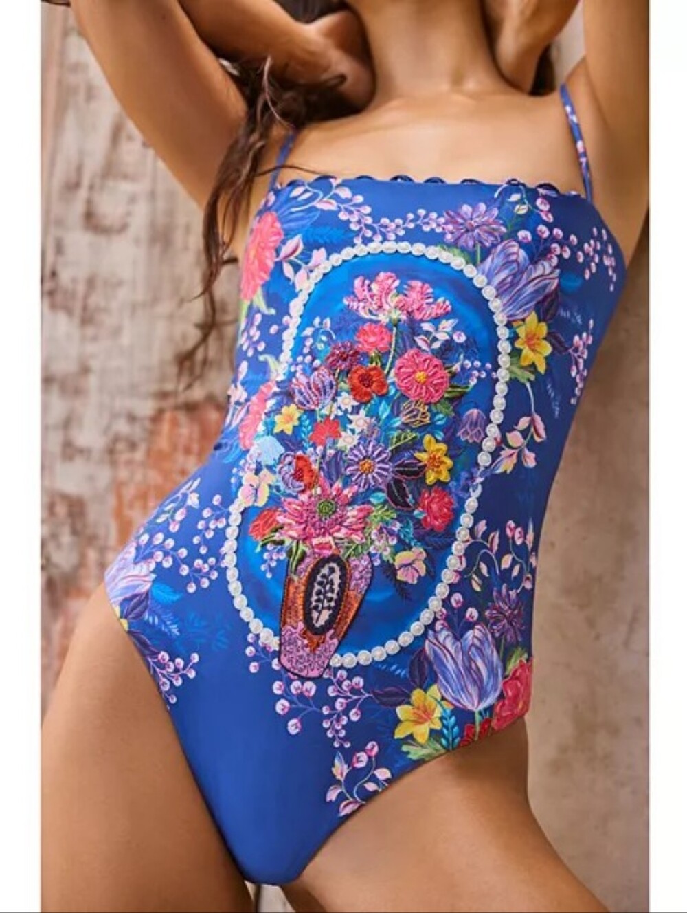 Agua Bendita Royal Blue Floral One-Piece Swimsuit